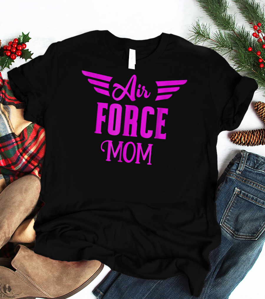 US Air Force Pink Proud Air Force Mom Wings T-Shirt