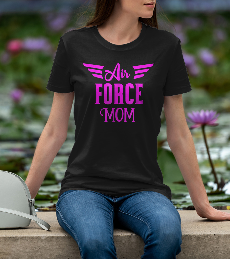 US Air Force Pink Proud Air Force Mom Wings T-Shirt