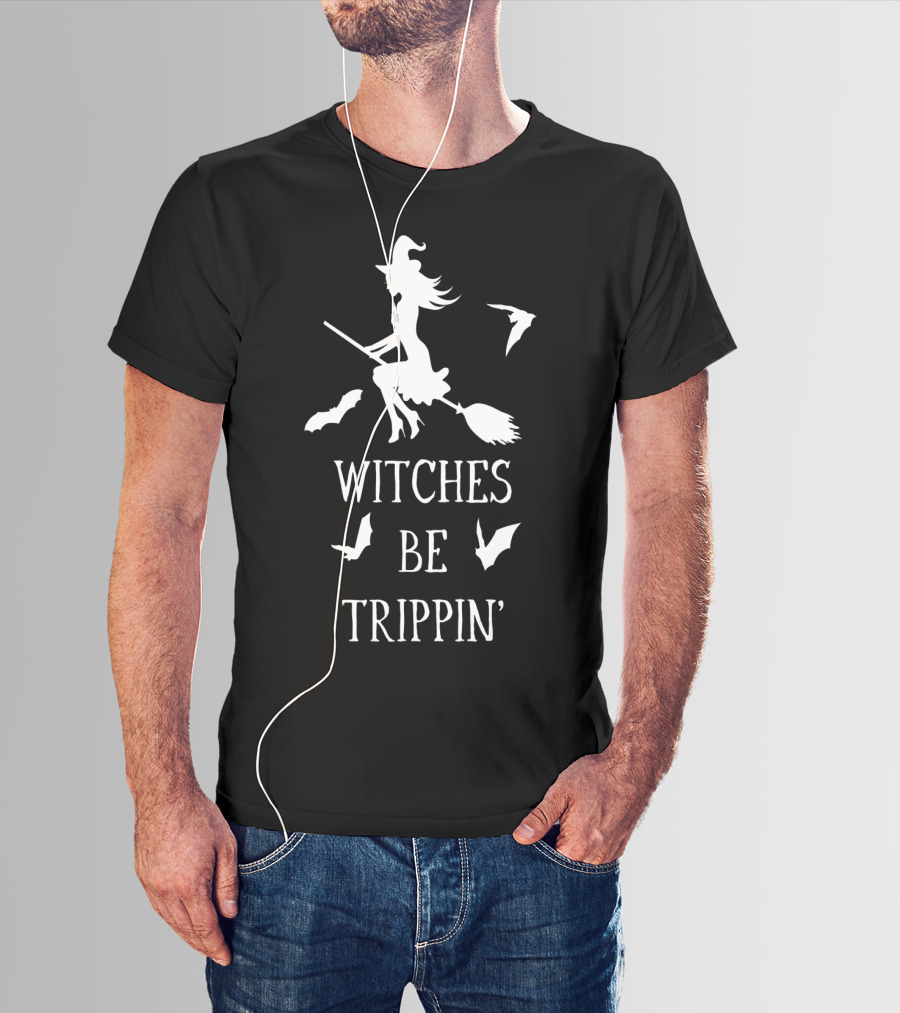 Witches Be Trippin Halloween Mom Teacher9 Spooky Bats And Witch T-Shirt