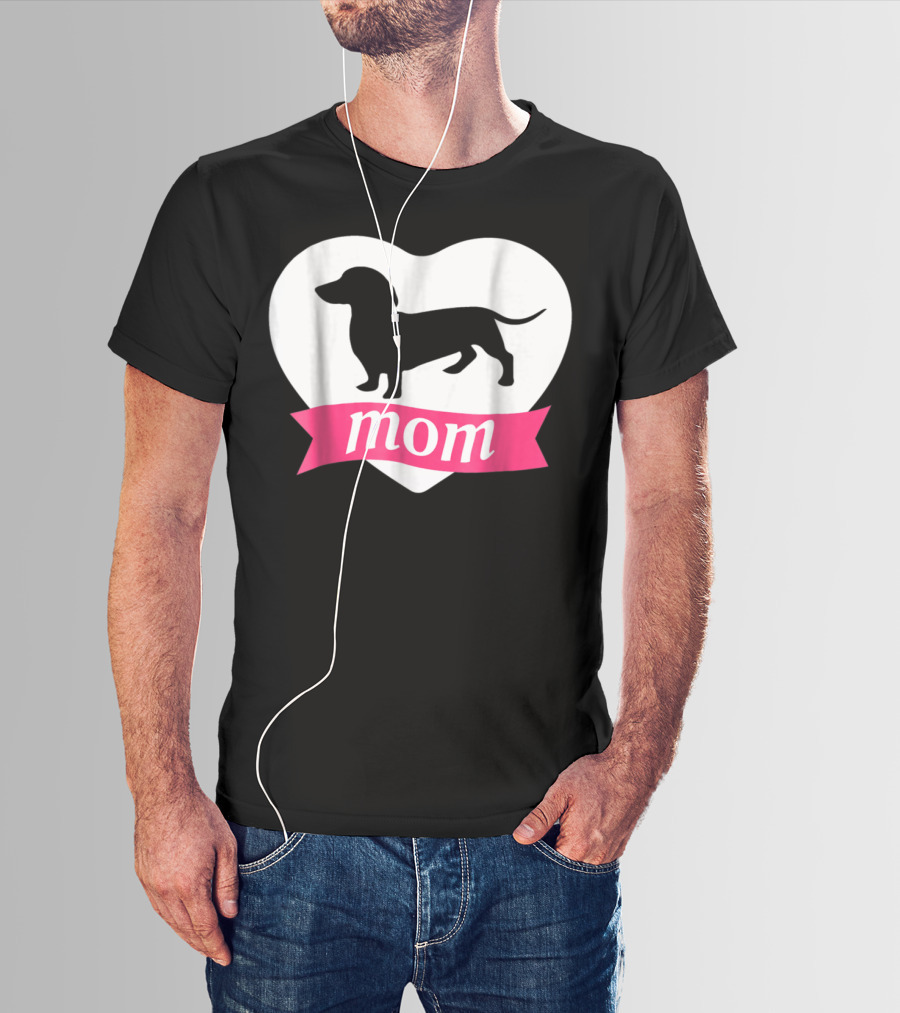 DACHSHUND MOM Heart Silhouette Vintage Fleece T-Shirt