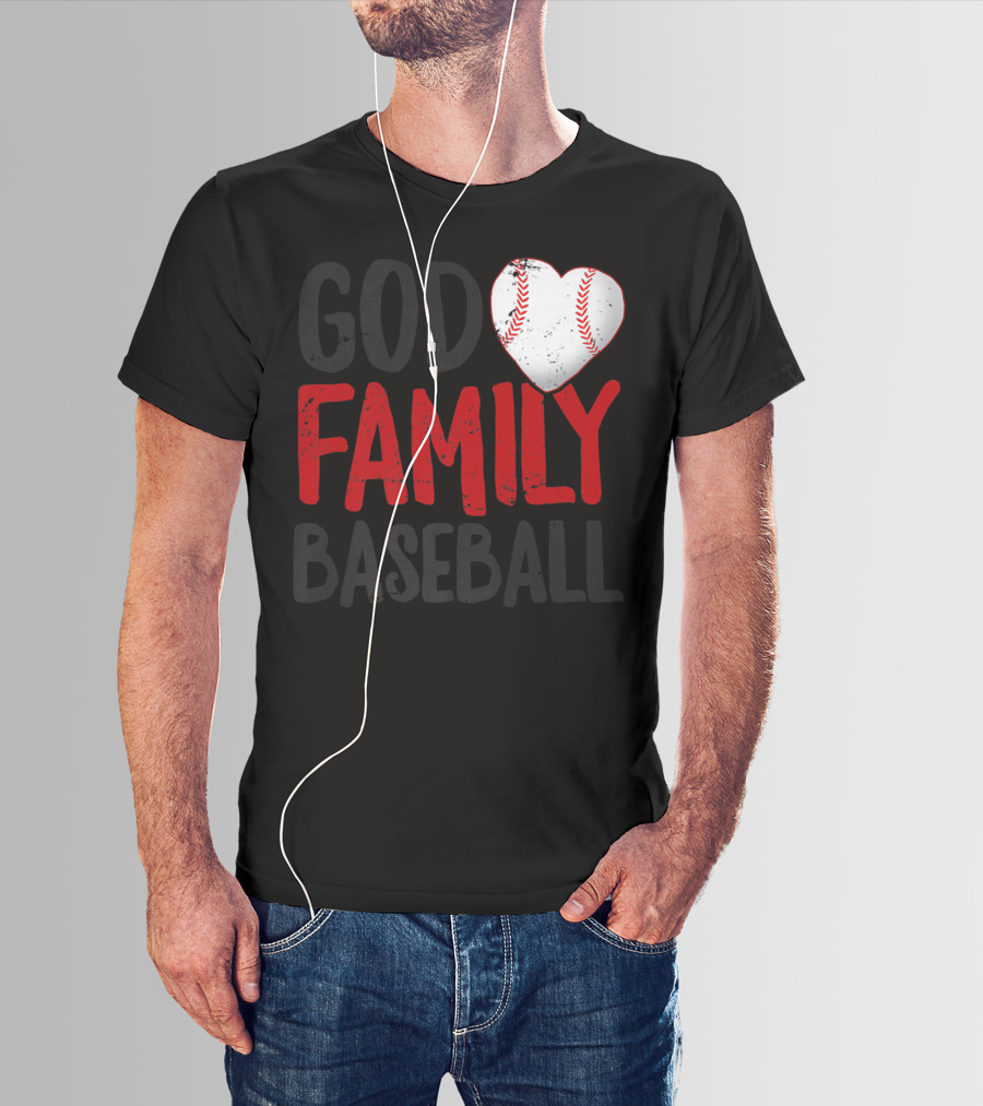 God Family Baseball Mom Mother Dad Father Coach27 Heart Baseball T-Shirt