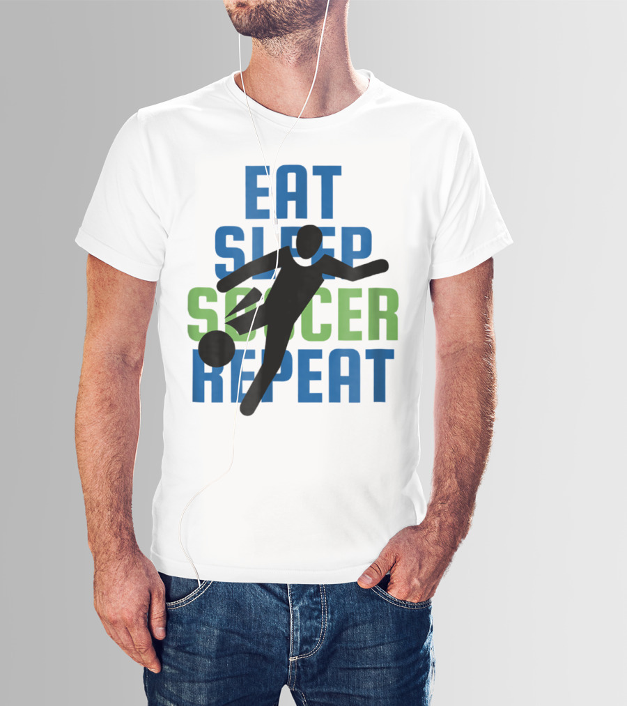 Eat Sleep Soccer Repeat Mom Girl Boy Kids Youth Soccer Player T-Shirt