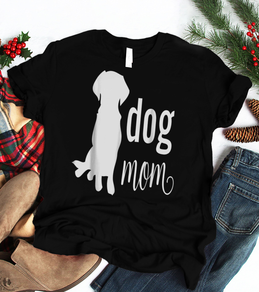 Dog Mom Silhouette White Dog Mom T-Shirt
