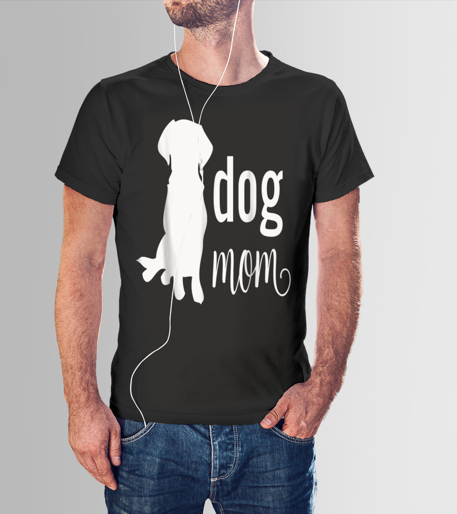 Dog Mom Silhouette White Dog Mom T-Shirt