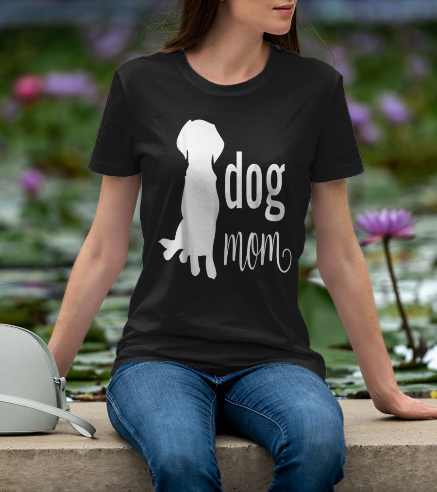 Dog Mom Silhouette White Dog Mom T-Shirt