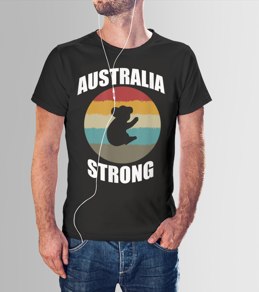 Australia Strong Koala Bear Retro Circle T-Shirt
