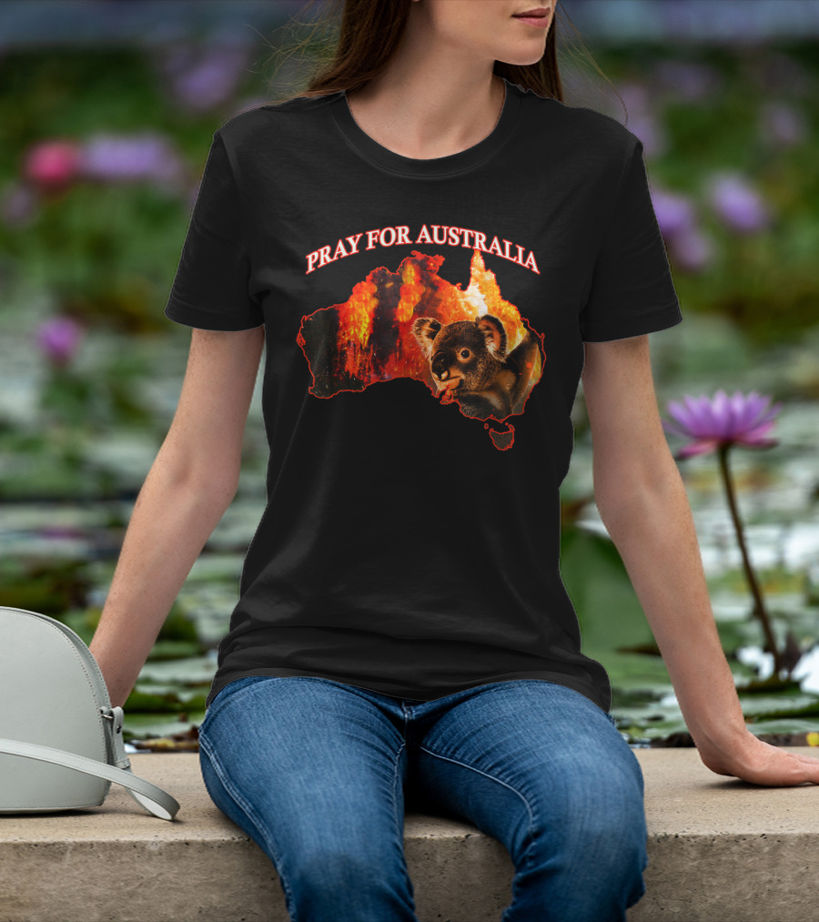 Pray For Australia Australian Koala Fire Map T-Shirt