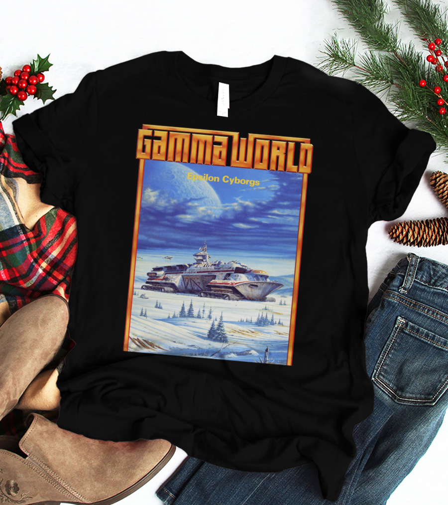 Gamma World Epsilon Cyborgs Snowy Landscape Spaceship Adventure T-Shirt