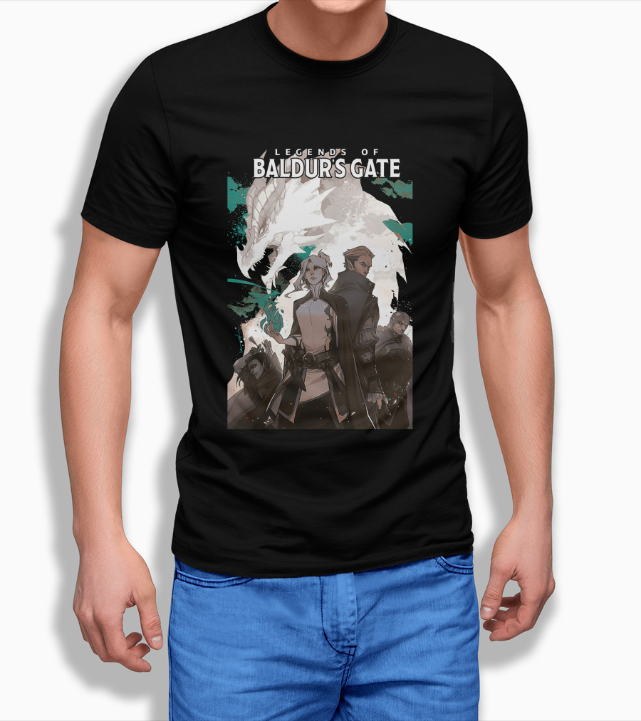 Legends of Baldur’s Gate Dragon and Heroes Adventure T-Shirt