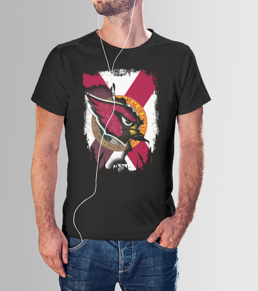 Florida State Flag With Cardinals Logo Fusion T-Shirt