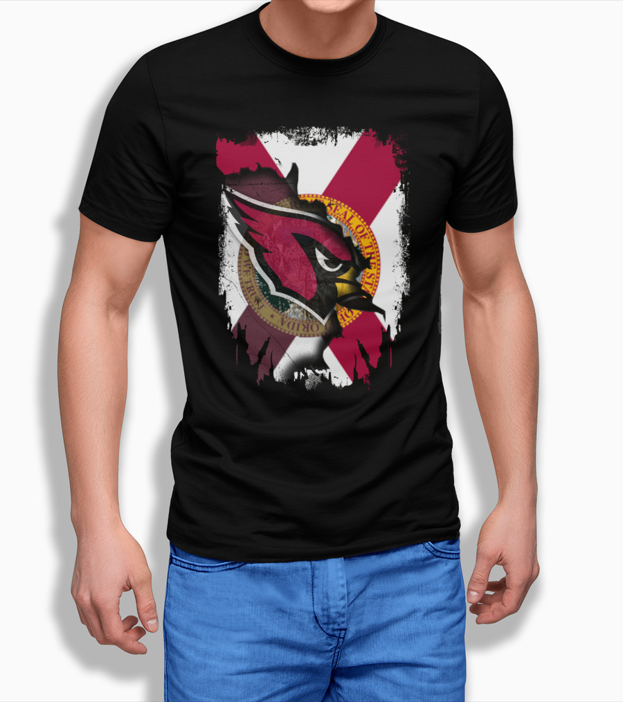 Florida State Flag with Cardinals Logo Fusion T-Shirt