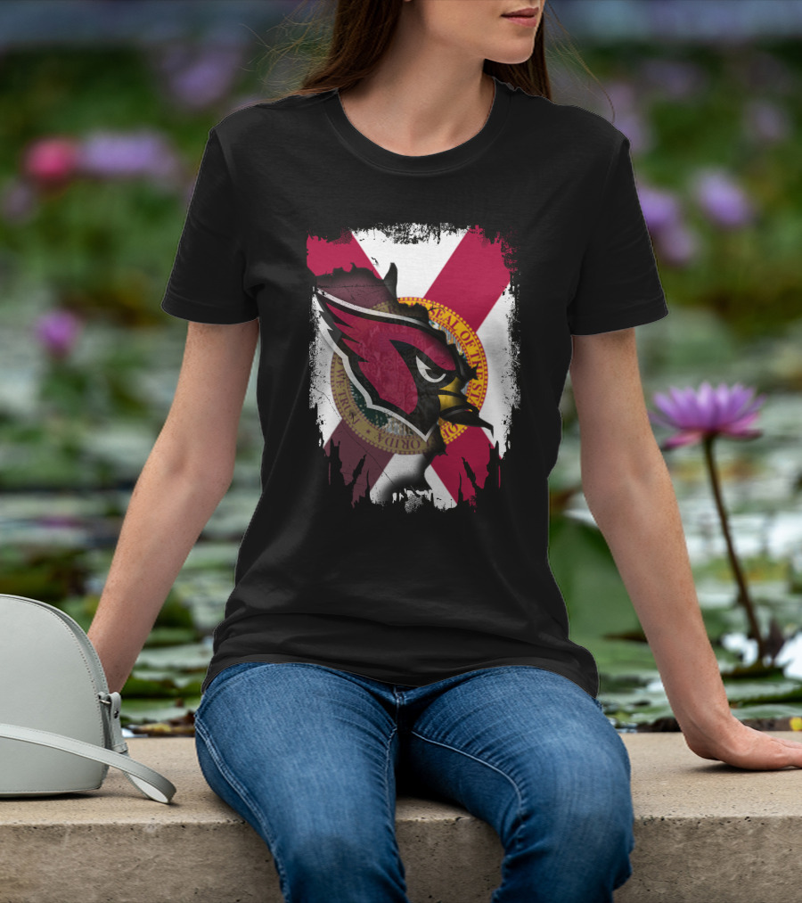 Florida State Flag With Cardinals Logo Fusion T-Shirt