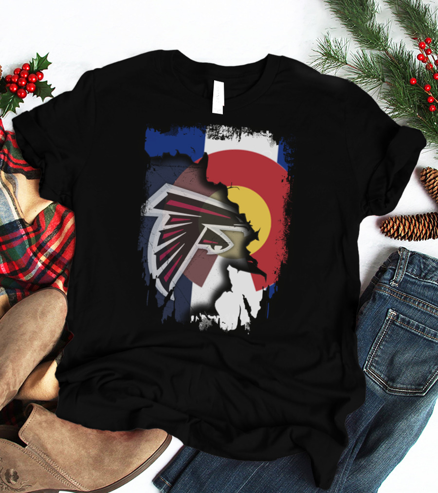 Together Colorado Falcons With State Flag And Atlanta Falcons Logo Fusion T-Shirt