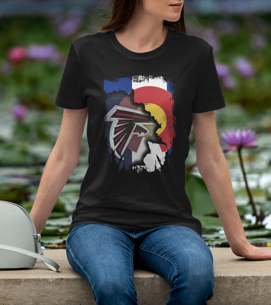 Together Colorado Falcons With State Flag And Atlanta Falcons Logo Fusion T-Shirt