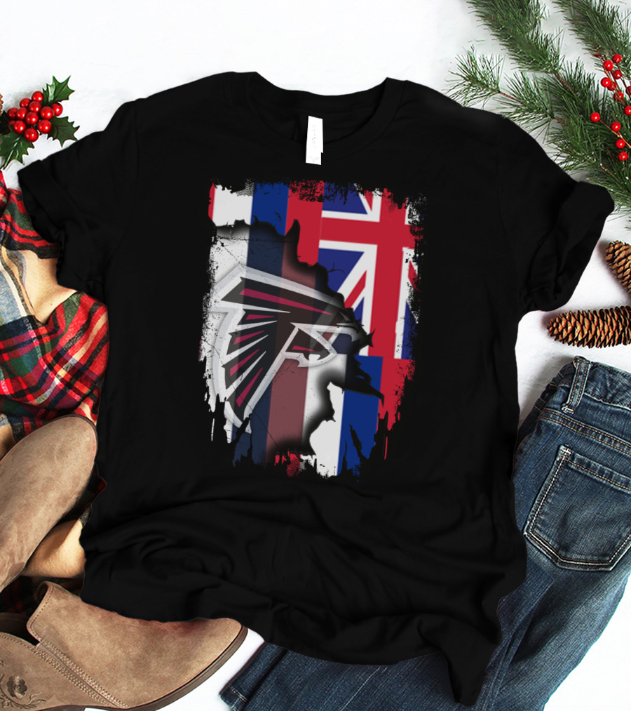 Hawaii Flag Blended With Atlanta Falcons Logo Together T-Shirt