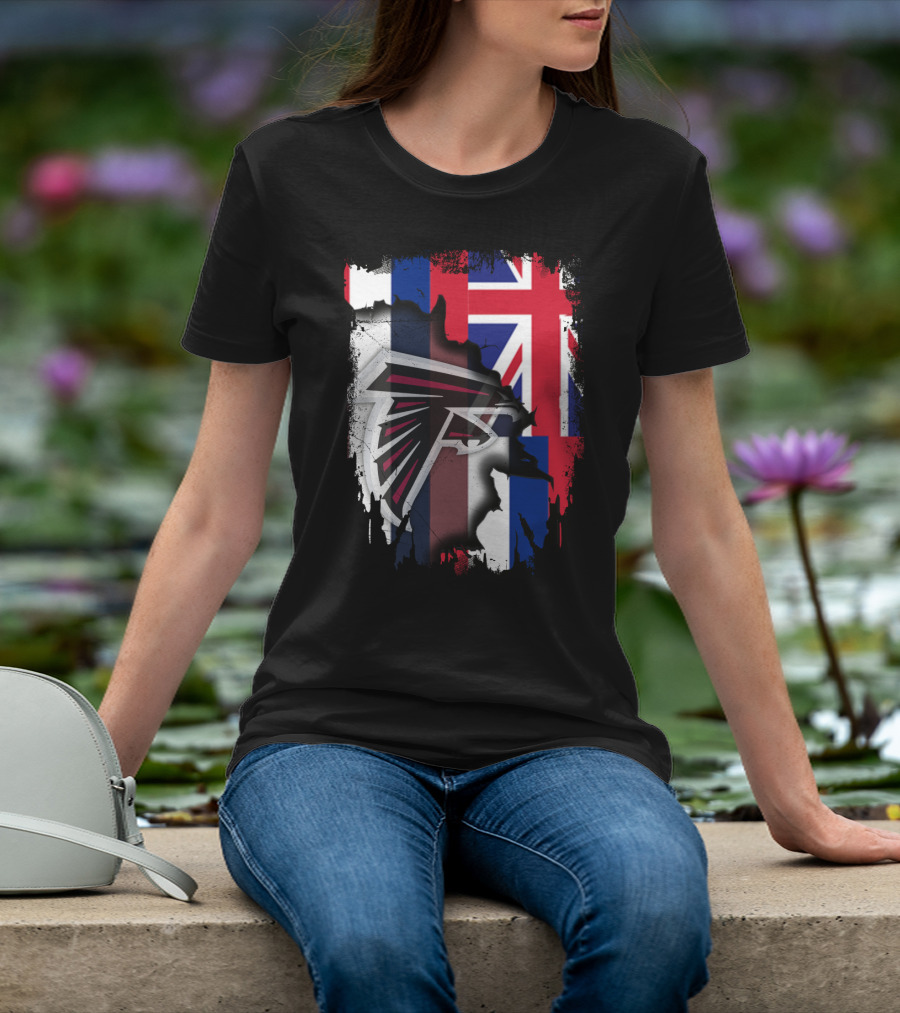 Hawaii Flag Blended With Atlanta Falcons Logo Together T-Shirt