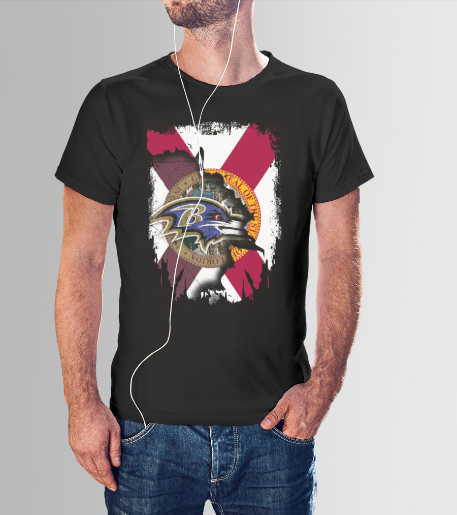 Florida State Seal Torn Ravens T-Shirt