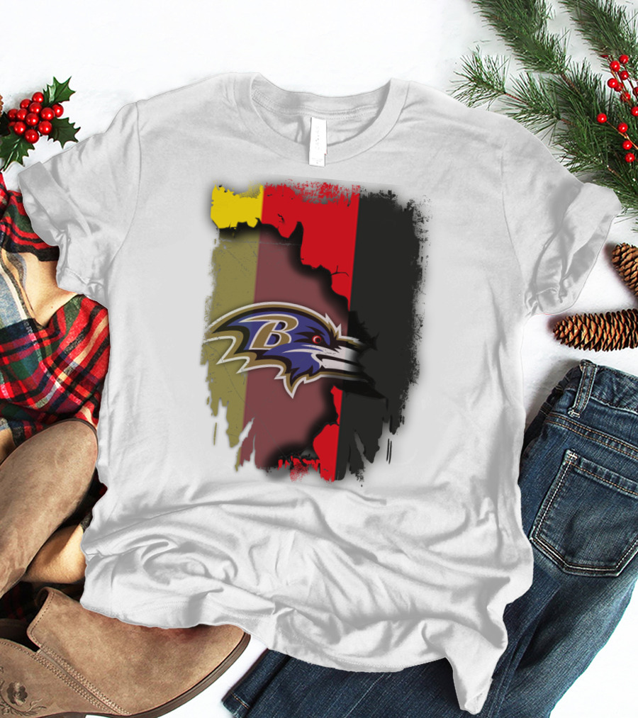 Germany Flag With Baltimore Ravens T-Shirt