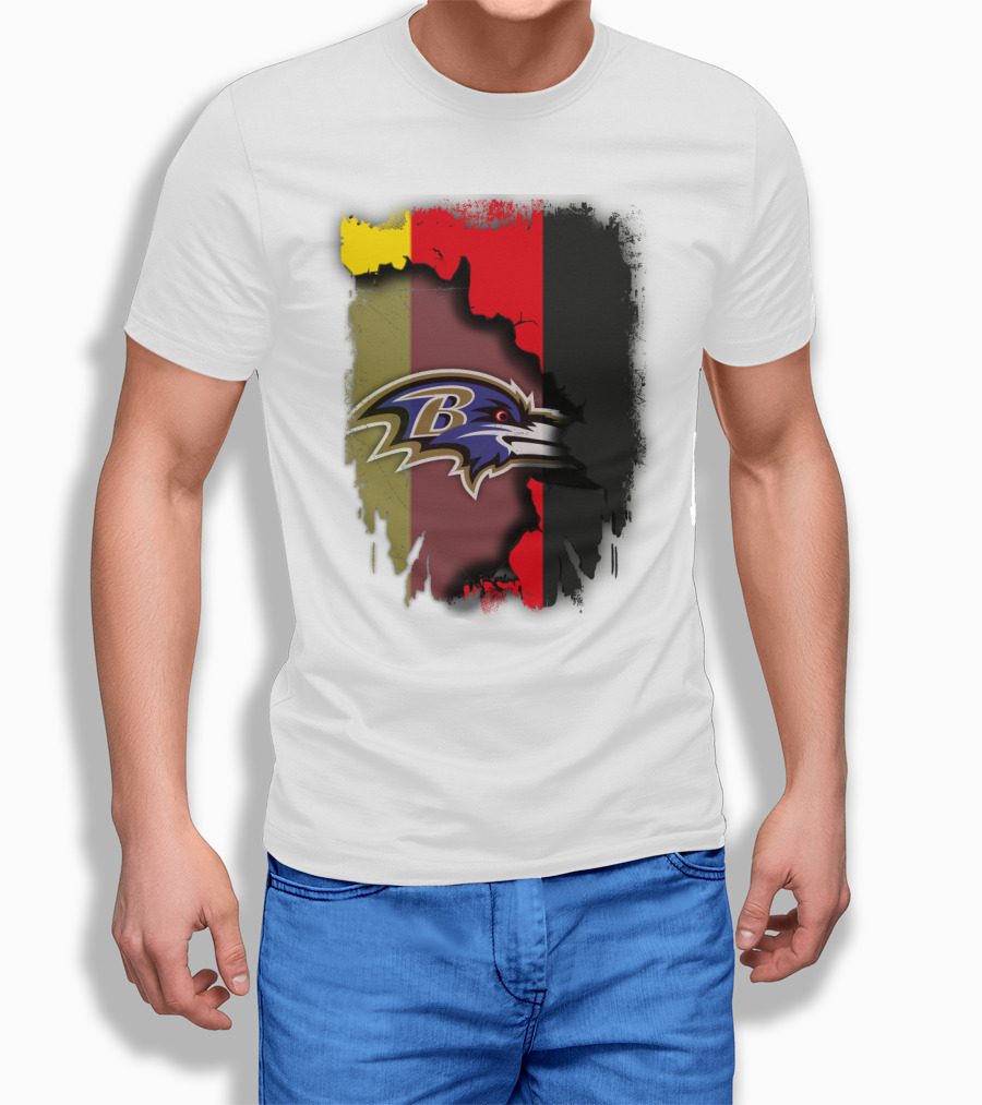 Germany Flag With Baltimore Ravens T-Shirt