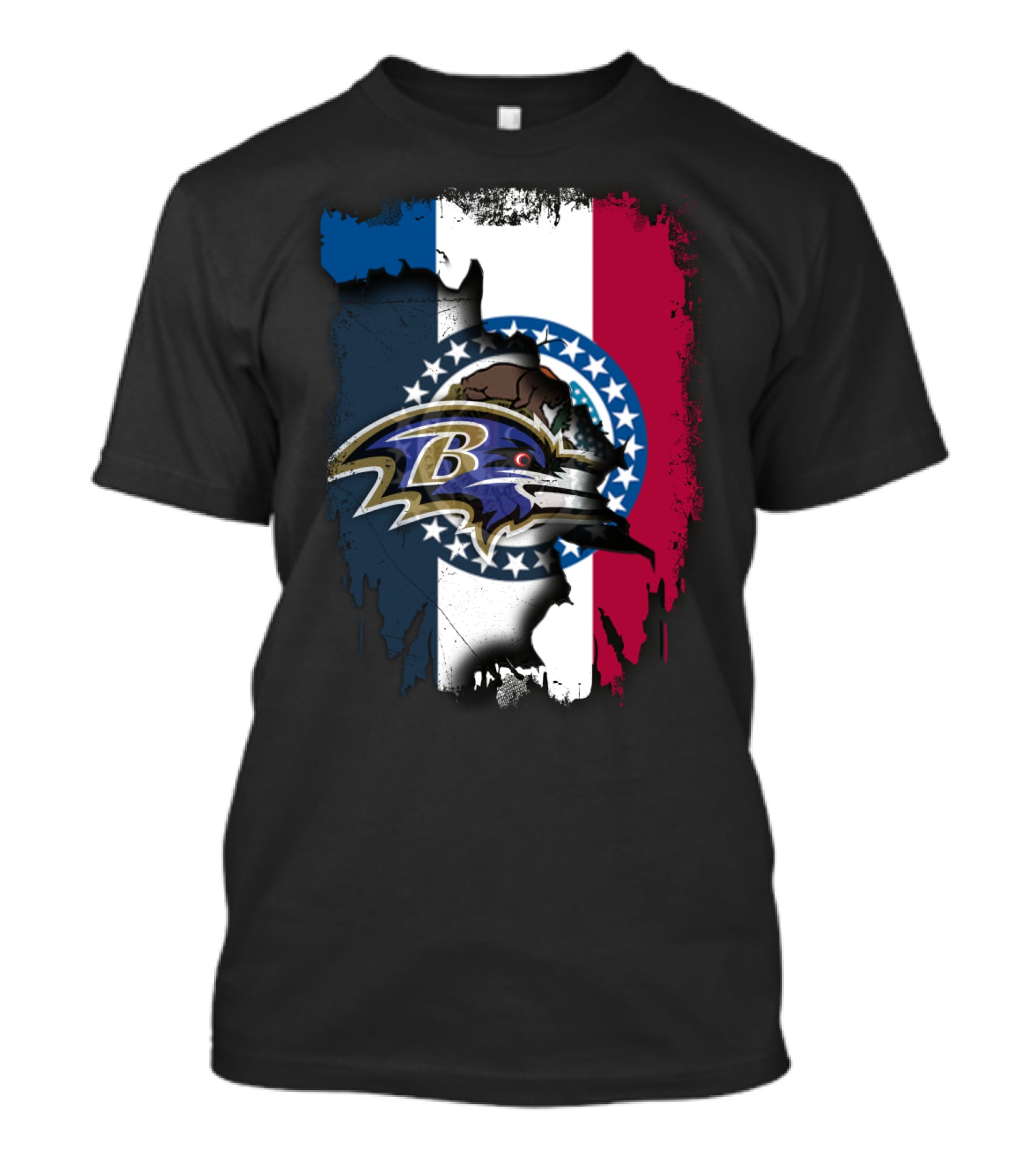 Missouri State Flag Ravens Fusion T-Shirt