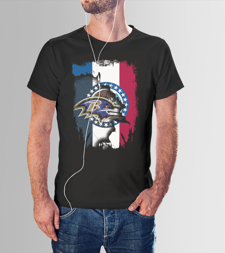 Missouri State Flag Ravens Fusion T-Shirt