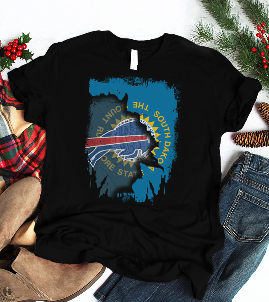 Buffalo Bills South Dakota Flag Fusion T-Shirt