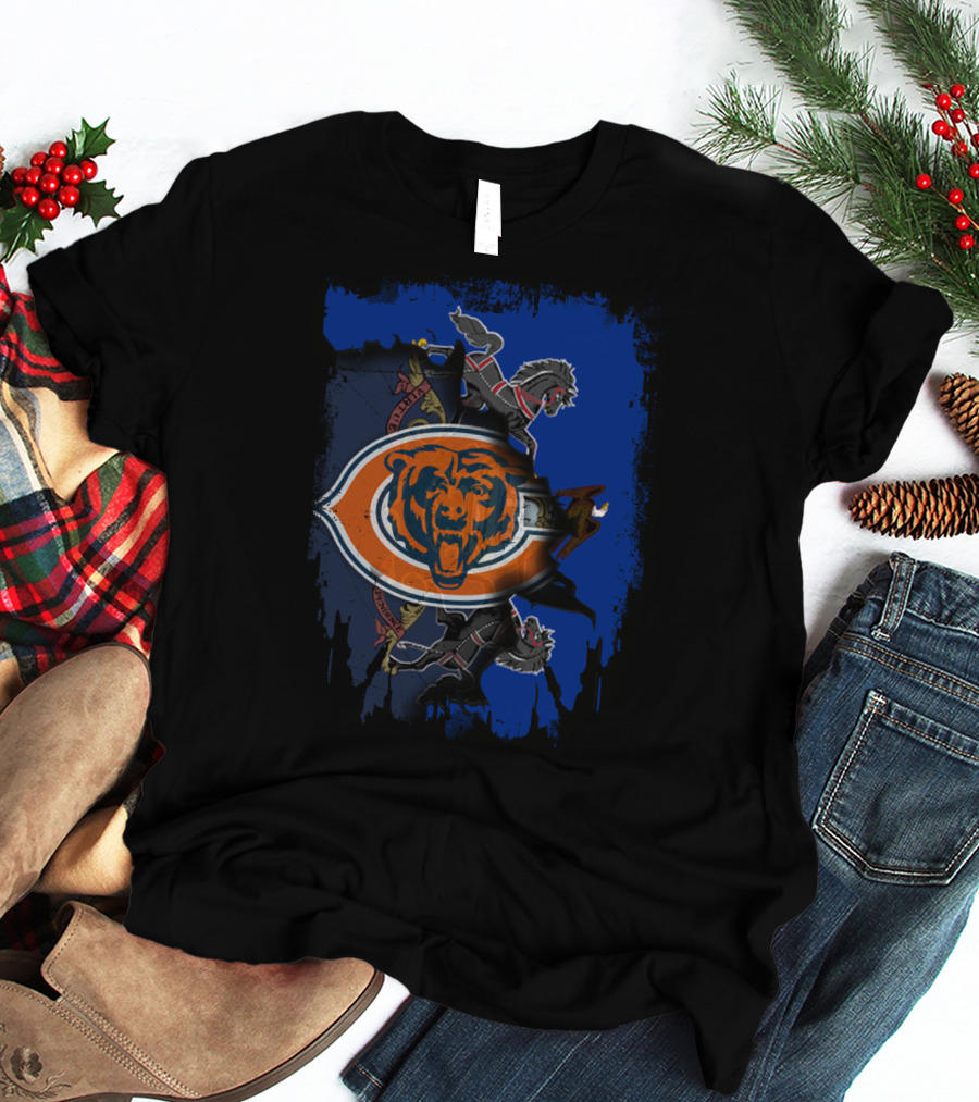 Together Pennsylvania Chicago Bears State Flag And Seal Fusion T-Shirt