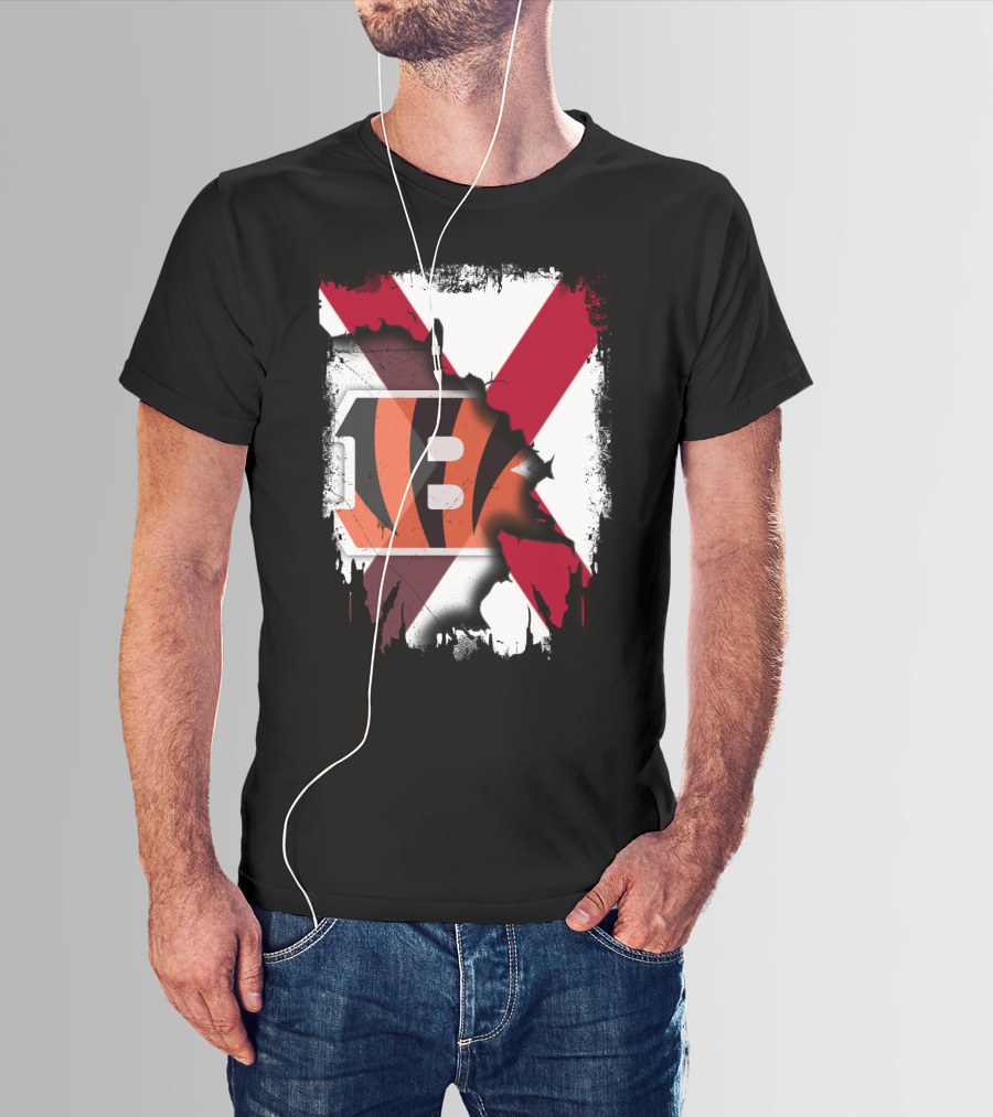 Together Alabama Red X With Cincinnati Bengals Stripes T-Shirt