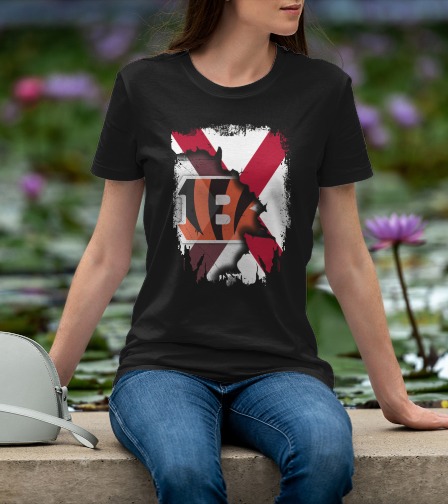 Together Alabama Red X With Cincinnati Bengals Stripes T-Shirt