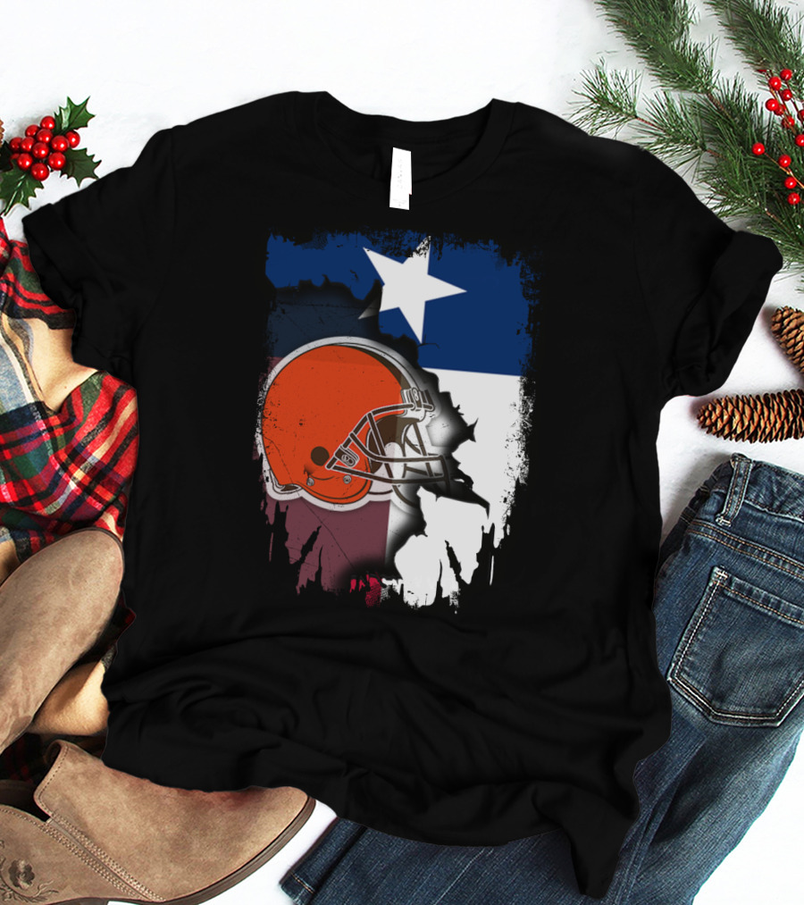 Together Texas Browns Helmet Star Flag T-Shirt