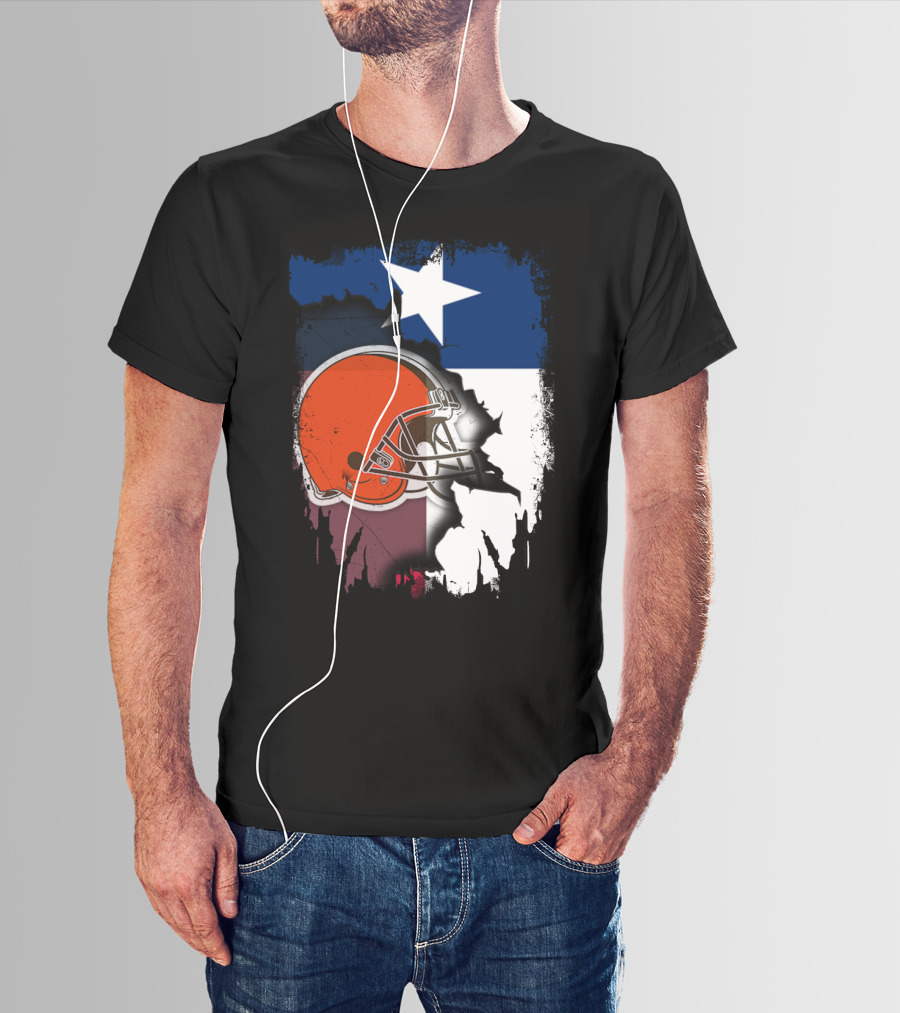 Together Texas Browns Helmet Star Flag T-Shirt