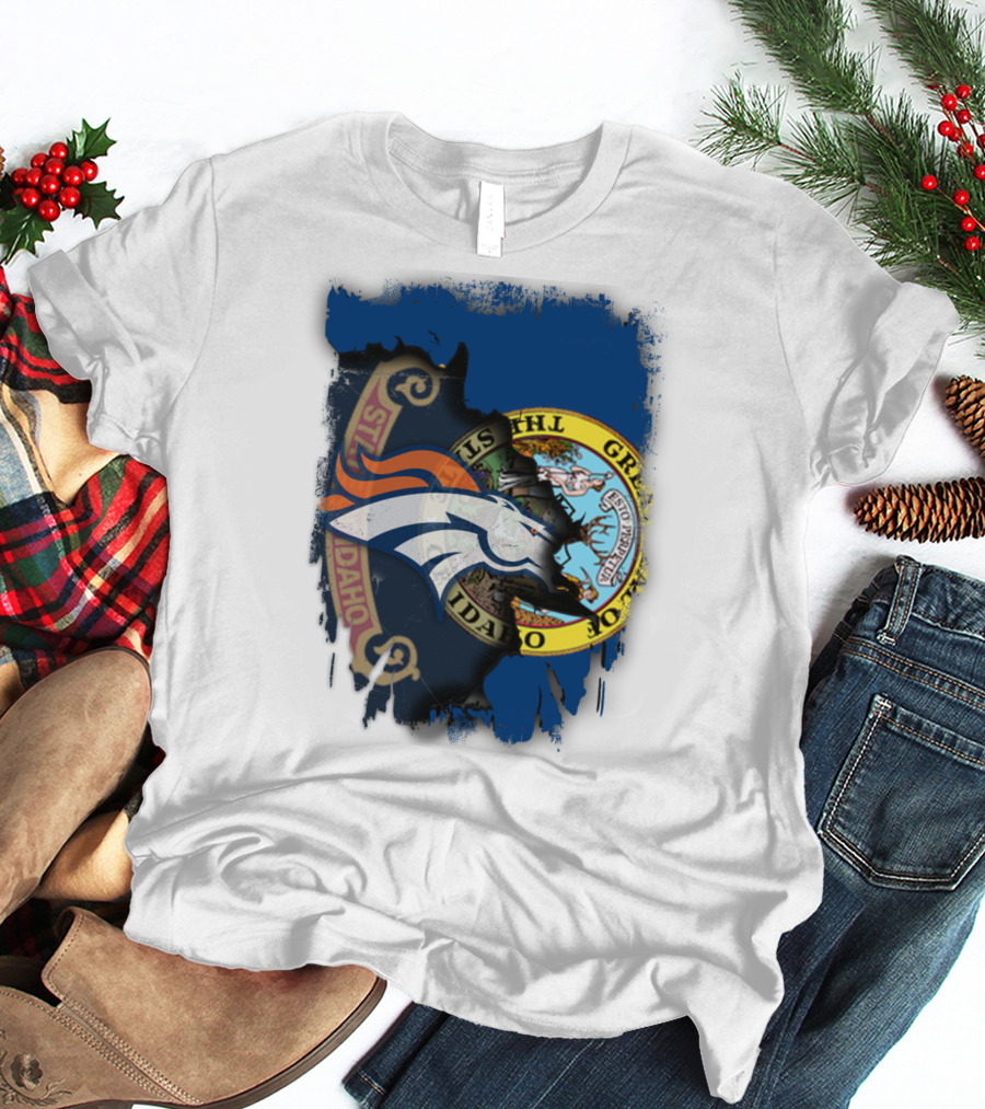 Idaho State Pride With Denver Broncos Emblem T-Shirt