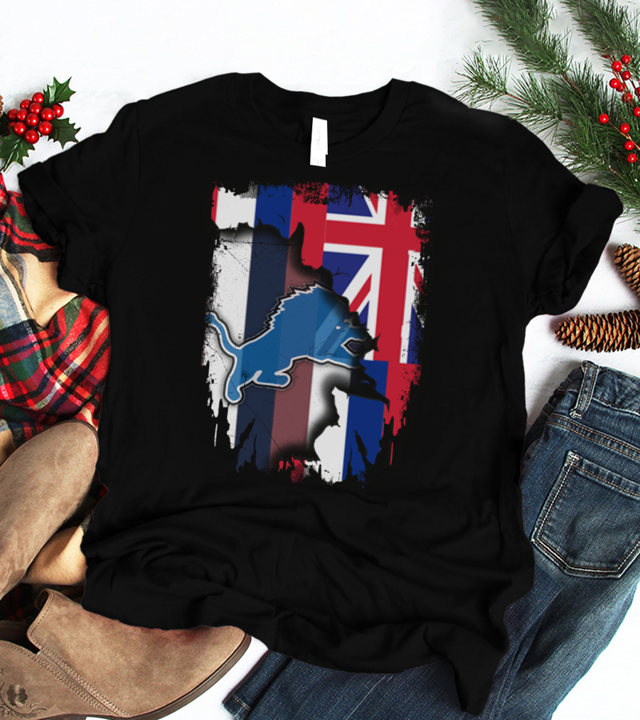 Hawaii Union Jack Detroit Lions Collaboration T-Shirt