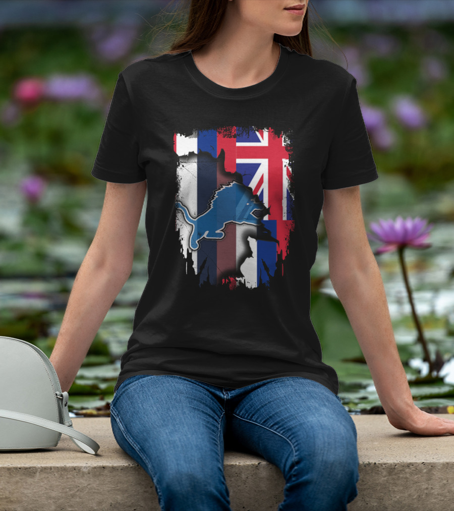 Hawaii Union Jack Detroit Lions Collaboration T-Shirt