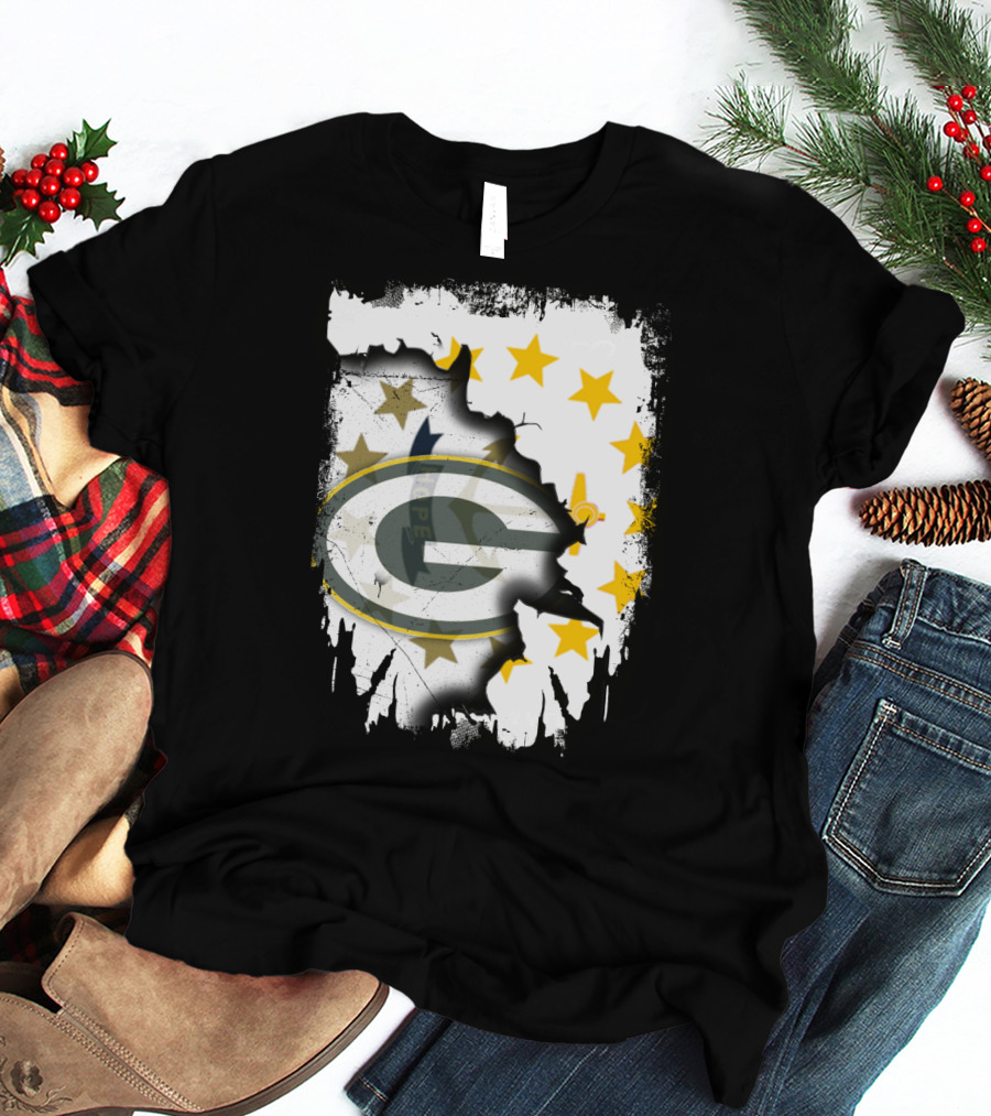 Together Rhode Island With Packers Stars Logo Fusion T-Shirt