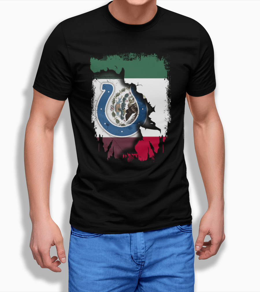 Mexico Colts Emblem on Distressed Flag Background T-Shirt