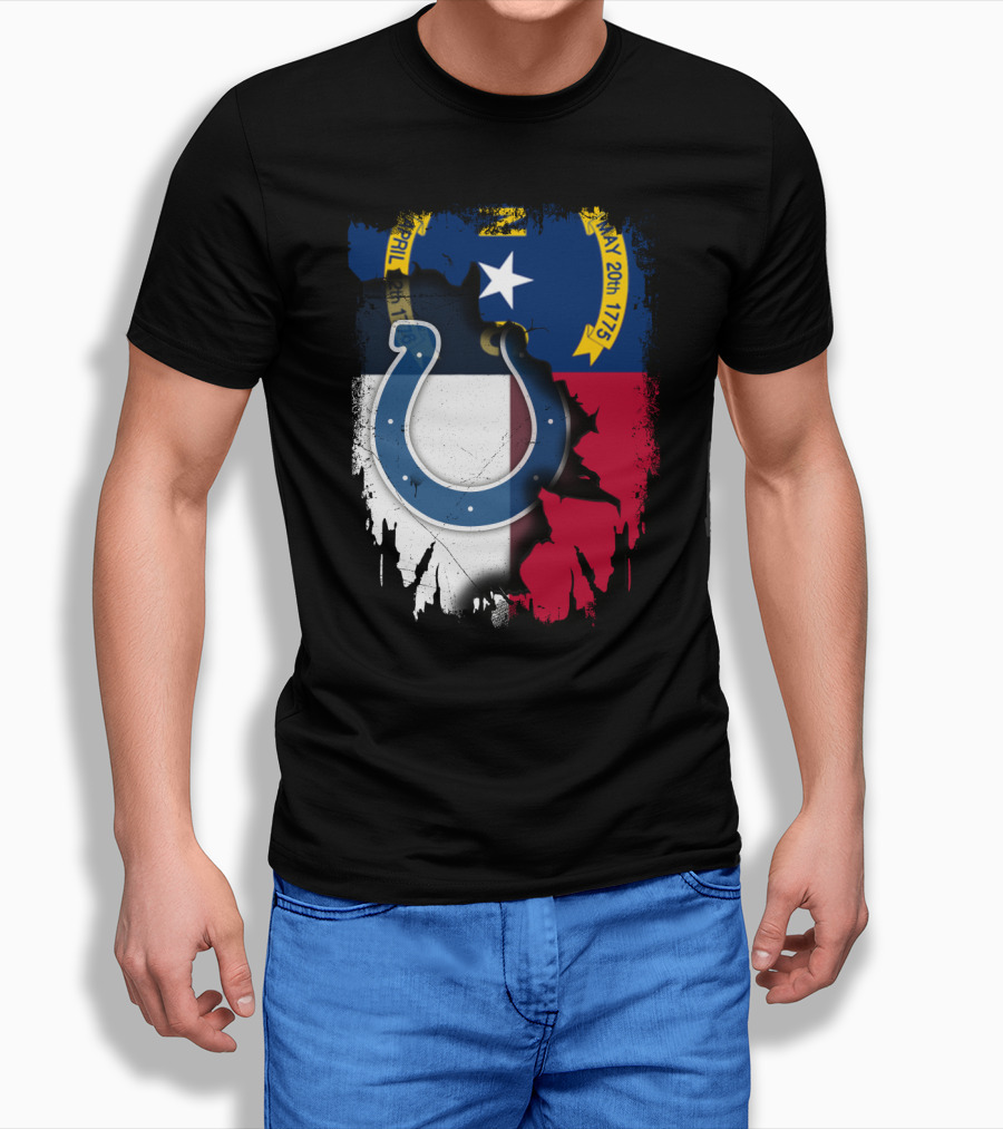 Together North Carolina Colts Blue Horseshoe Flag T-Shirt