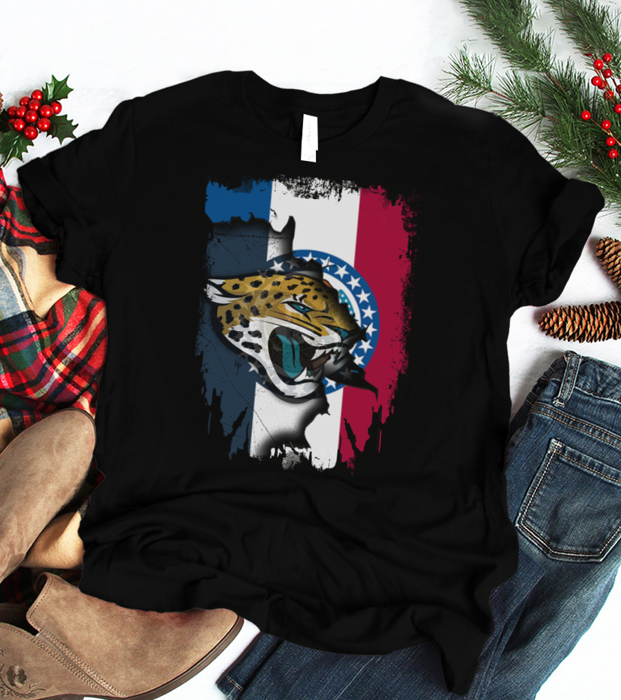 Missouri Flag With Jaguars Roaring Spirit T-Shirt