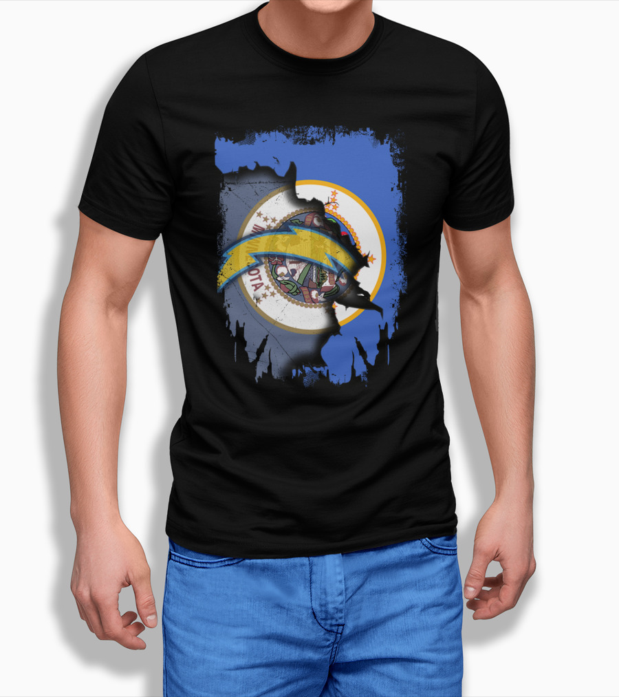 Together Minnesota With Chargers Logo Fusion T-Shirt