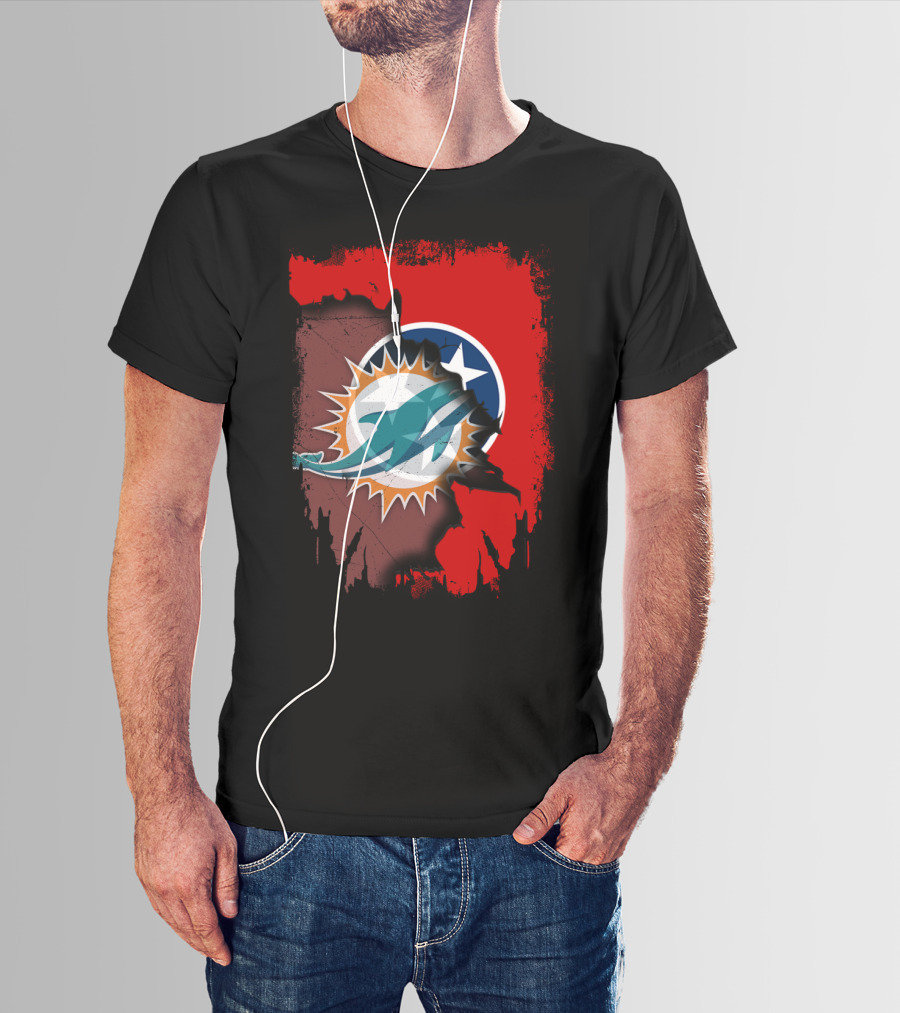 Miami Dolphins And Tennessee State Unity Fusion T-Shirt