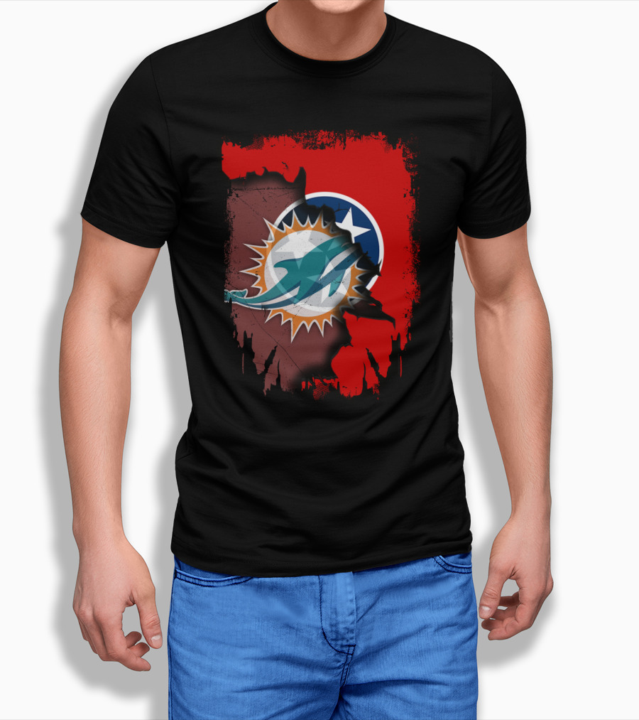 Miami Dolphins And Tennessee State Unity Fusion T-Shirt