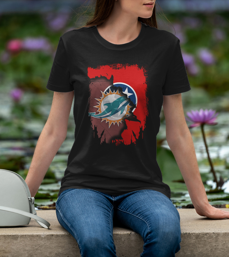 Miami Dolphins And Tennessee State Unity Fusion T-Shirt