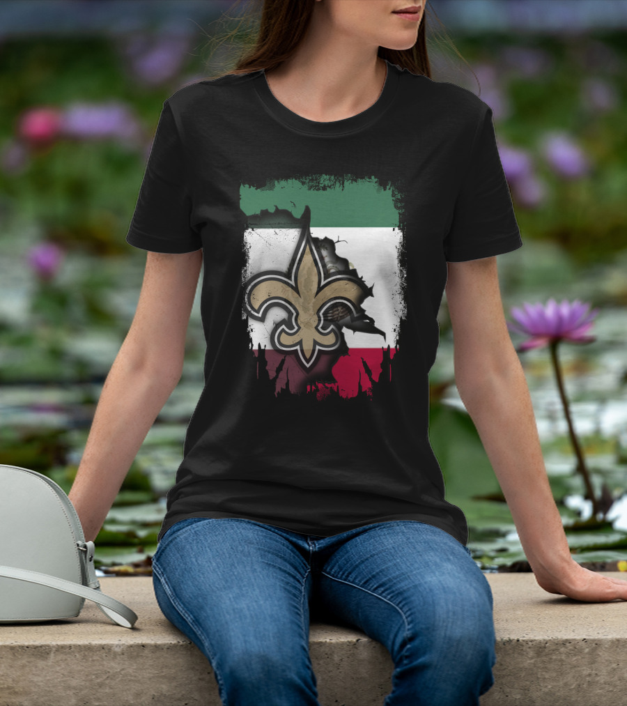 Fleur-de-Lis Mexico Flag Saints Unity T-Shirt