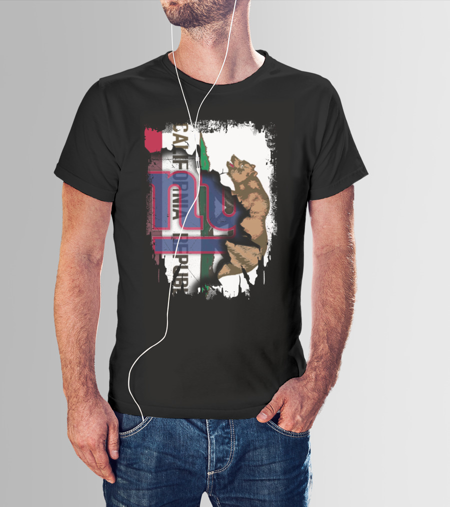 California Republic Bear With Giants Logo Overlay T-Shirt