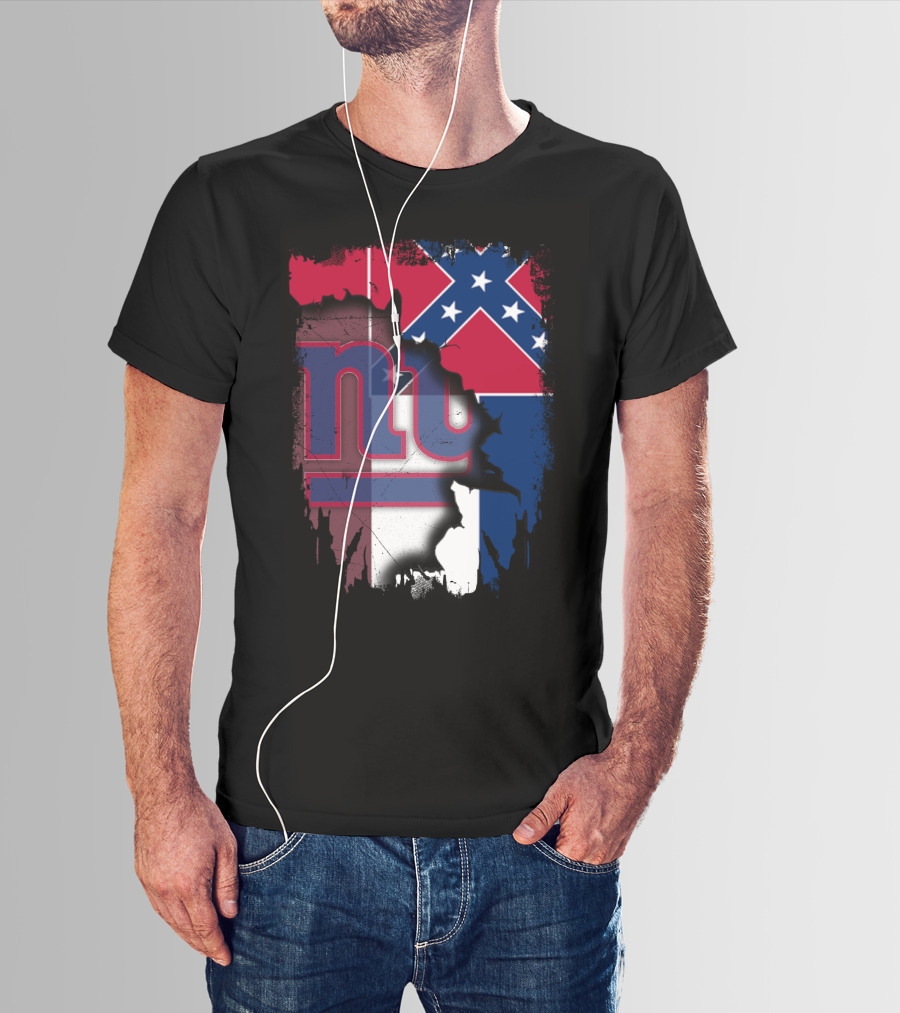 Mississippi Flag With New York Giants Logo Fusion T-Shirt
