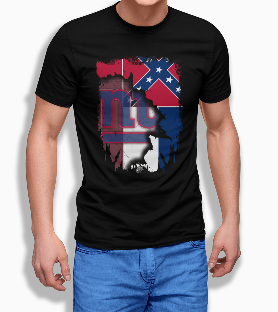 Mississippi Flag With New York Giants Logo Fusion T-Shirt