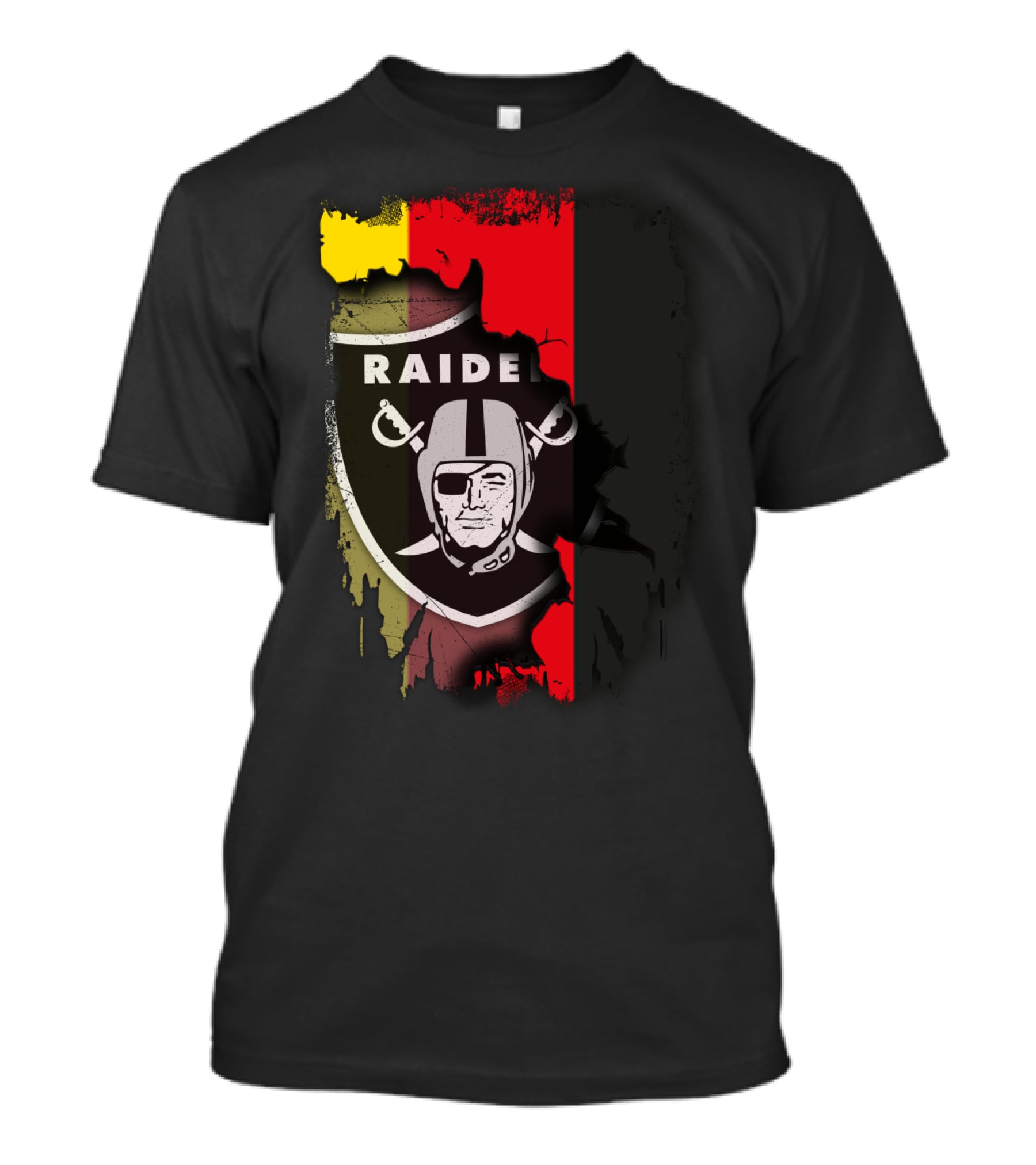 Raiders Logo Blended With Germany Flag Colors T-Shirt