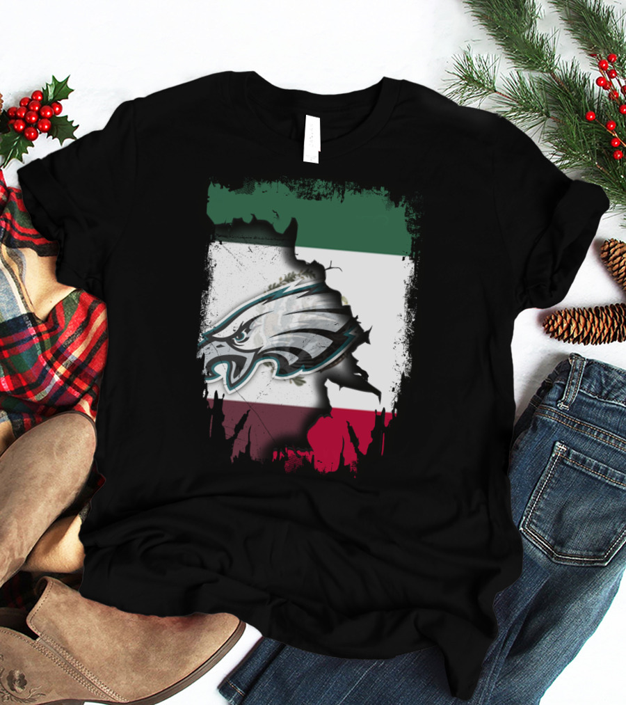 Mexico Flag With Philadelphia Eagles T-Shirt