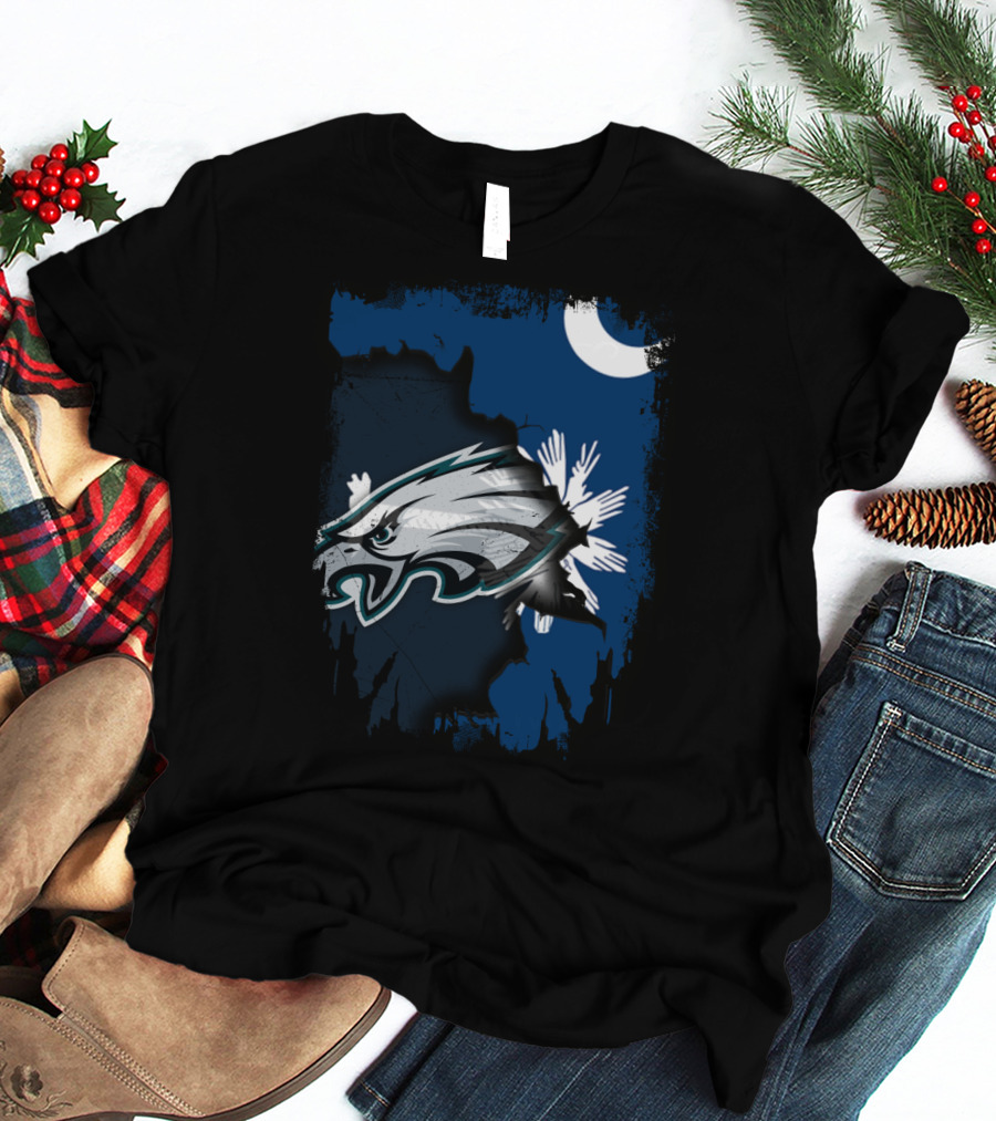 Together South Carolina With Philadelphia Eagles And Palmetto Crescent Moon T-Shirt