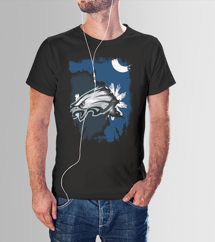 Together South Carolina With Philadelphia Eagles And Palmetto Crescent Moon T-Shirt